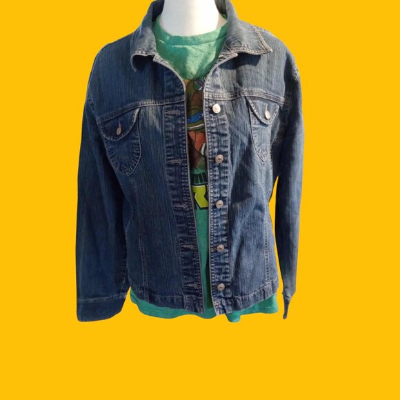 French Cuff Denim Jean Jacket - Picture 1 of 3